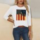 thumbnail image 3 of Mujeres Tres Cuartos de Manga Tops Impreso Cuello Redondo Blusa, 3/4 Manga Casual Camiseta para la Primavera, 3 of 6