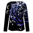 thumbnail image 5 of Floleo Clearance Womens Tops Long Sleeve Shirts Fall Clearance Fashion Woman Long Sleeve Round Neck Printing Blouse Autumn Causal Pullover Tops Purple, 5 of 5