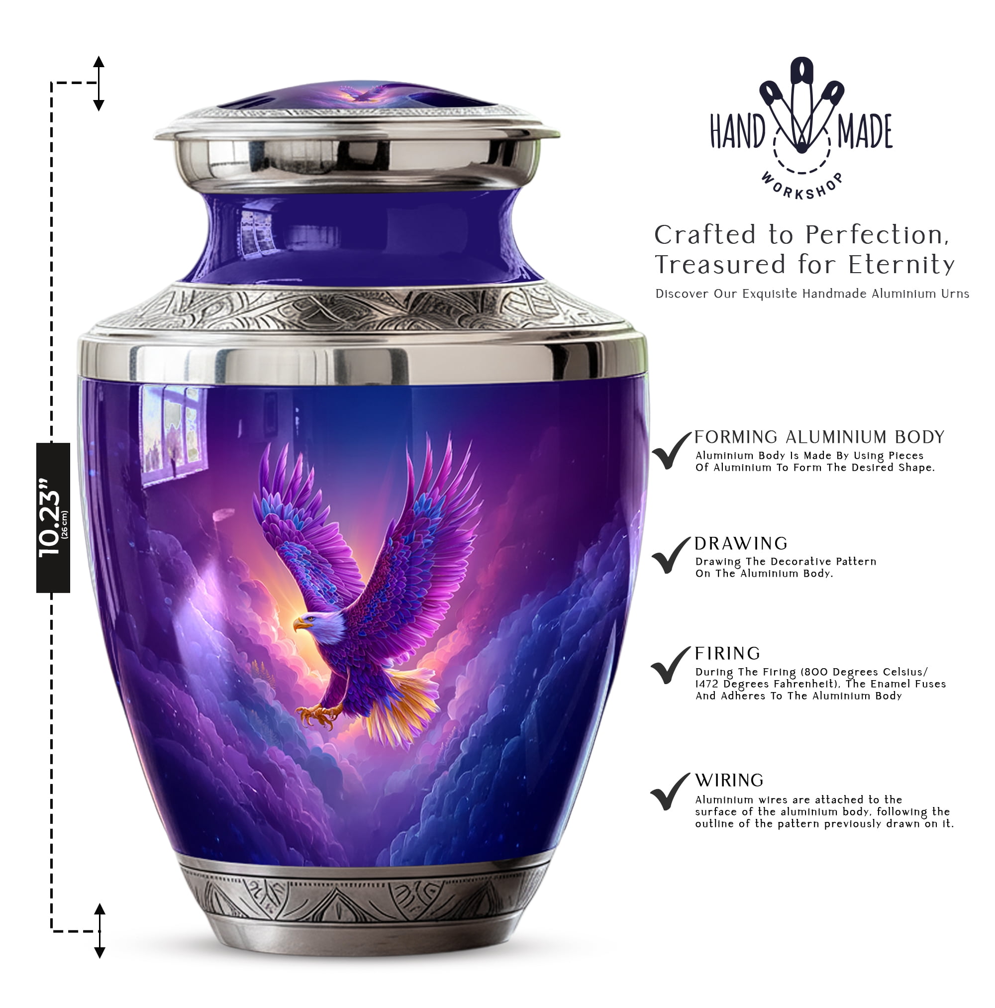 Eagle Urn for Human Ashes Adult - Cremation Urn with Eagle Design - Large Urns for Ashes Adult Male - Memorial Urns for Women - Decorative Ash Container for Mom ( SizE )