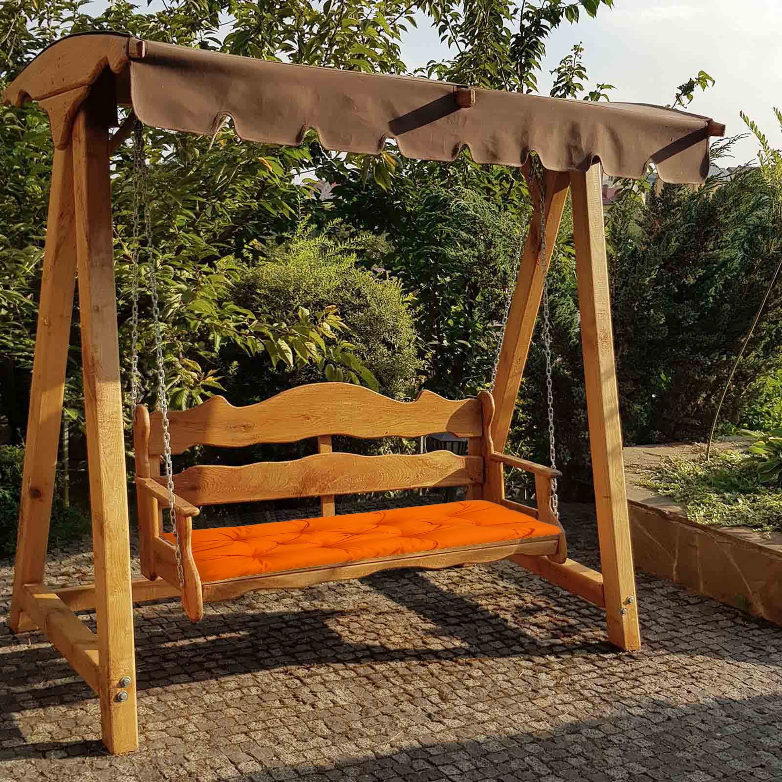 Honeeladyy Outdoor Benches Cushion 40 x 20 Inch Super Soft Comfortable & Watertight Patio Furniture Cushions Tufted Garden Seat Pads for Indoor Outdoor Garden Porch Sofa Settee Couch, Orange