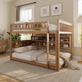 thumbnail image 2 of Leumius Full over Full Bunk Bed with Integrated Shelving, Color-Changing Lights and Pegboard for Boys Girls Brown, 2 of 9