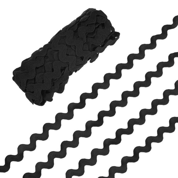 Rick Rack Trim, 10 Yard 10mm / 0.4 Inch Wave Bending Fringe Trimming Ribbon [Black]