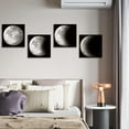 thumbnail image 6 of 4 Pieces Wall Art Canvas Prints - Black and White Moon Phase Picture Painting - Modern Wall Artwork Framed for Gifts Bathroom Home Kitchen Office Decor - 12 x 12 Inch, 6 of 6