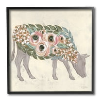 Rustic Horse Pink Green Floral Body 12 in x 12 in Framed Painting Art Prints, by Stupell Home Décor