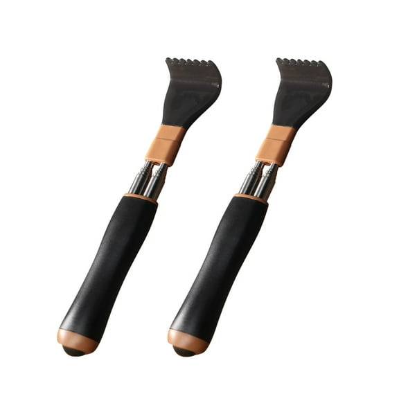 Portable Extendable Double-Pole Back Scratcher（8.3-21.3in），Hand Massager for Scratching Itches, Strong and Sturdy,Good Practical and Novel Gifts for Friends and Family. (Black, 2 Pack)