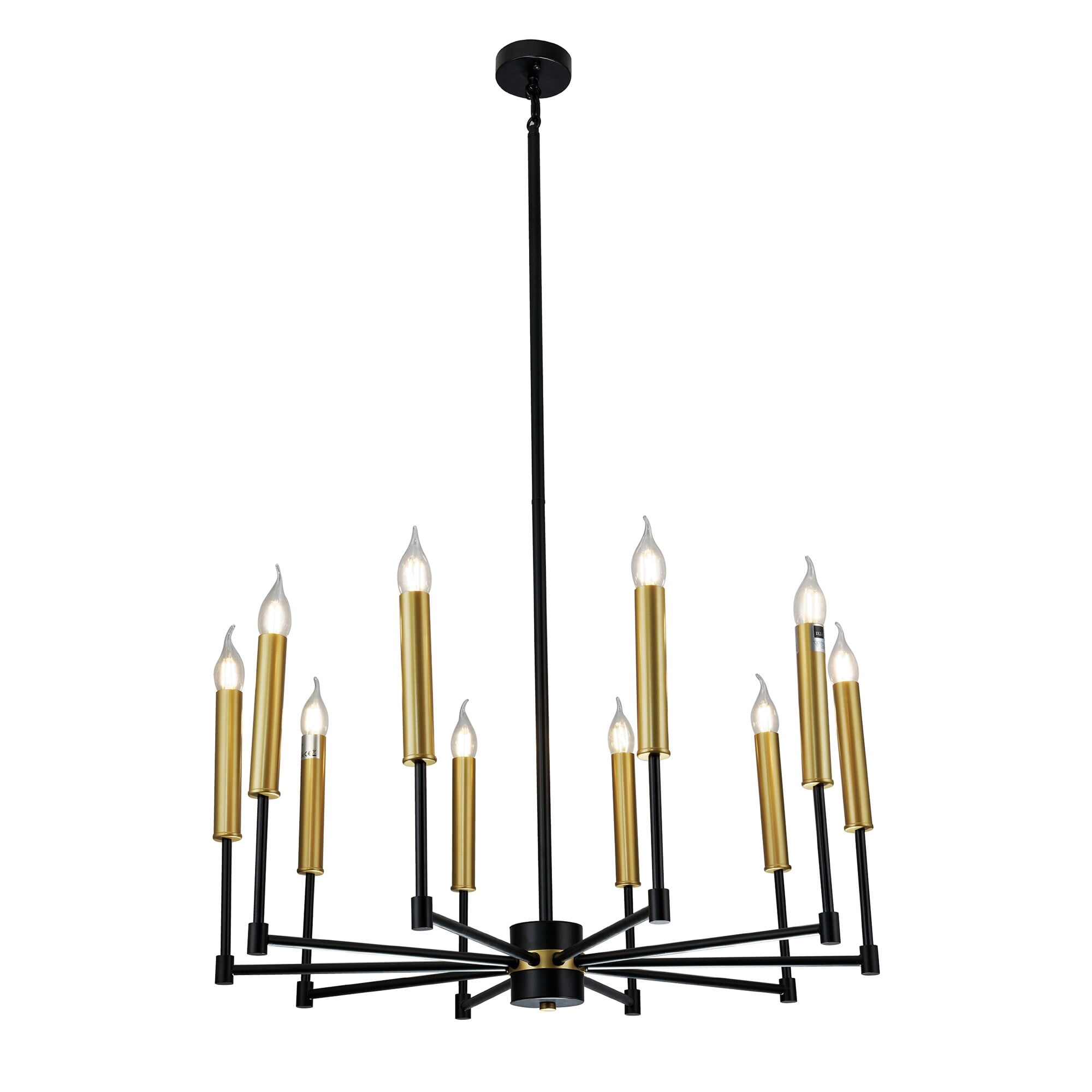 Mizba 29.1 in. 10-Light Indoor Black and Gold Finish Chandelier with Light Kit