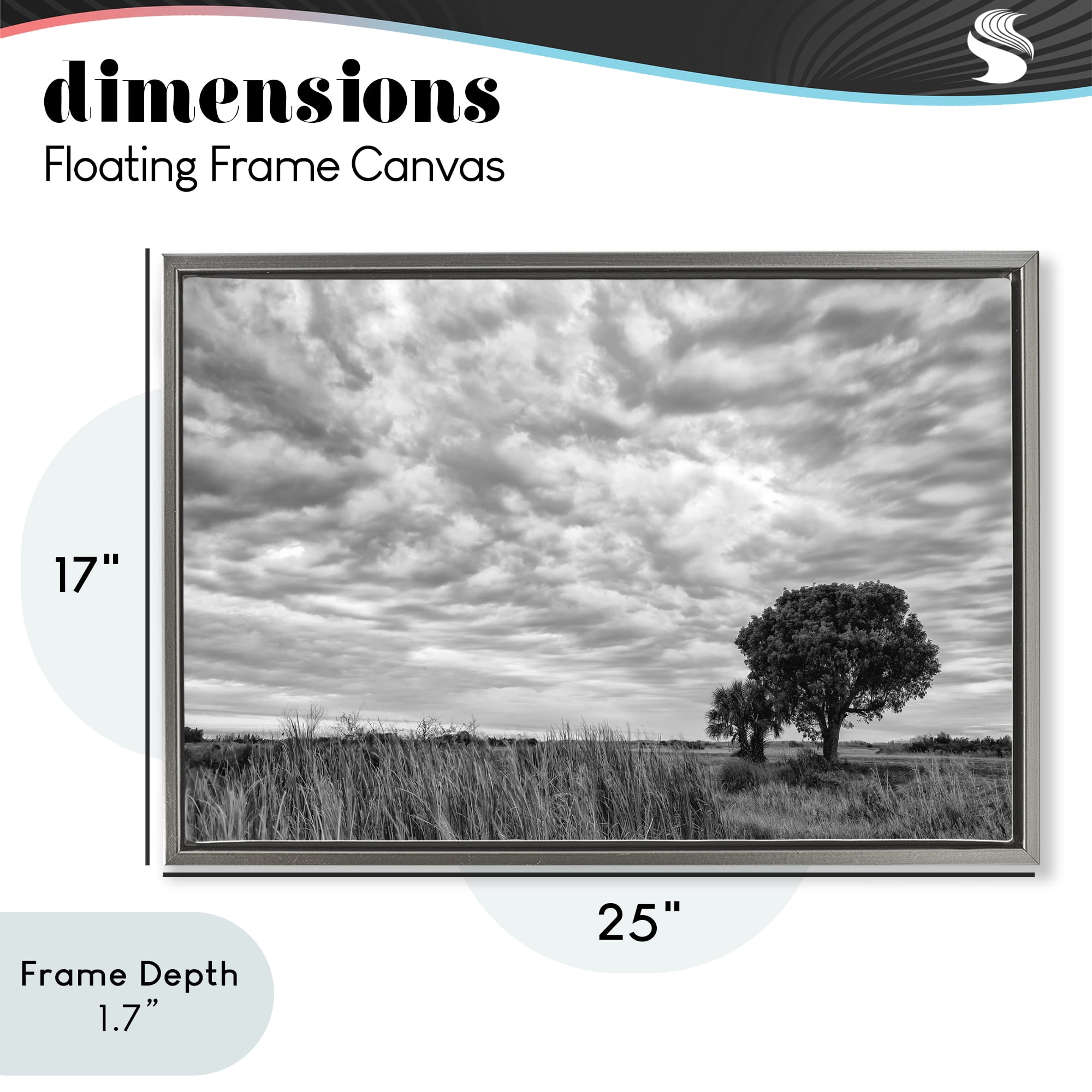 Stupell Industries Solitary Tree Beneath Clouds Gray Framed Floater Canvas Wall Art, design by Jon Evan