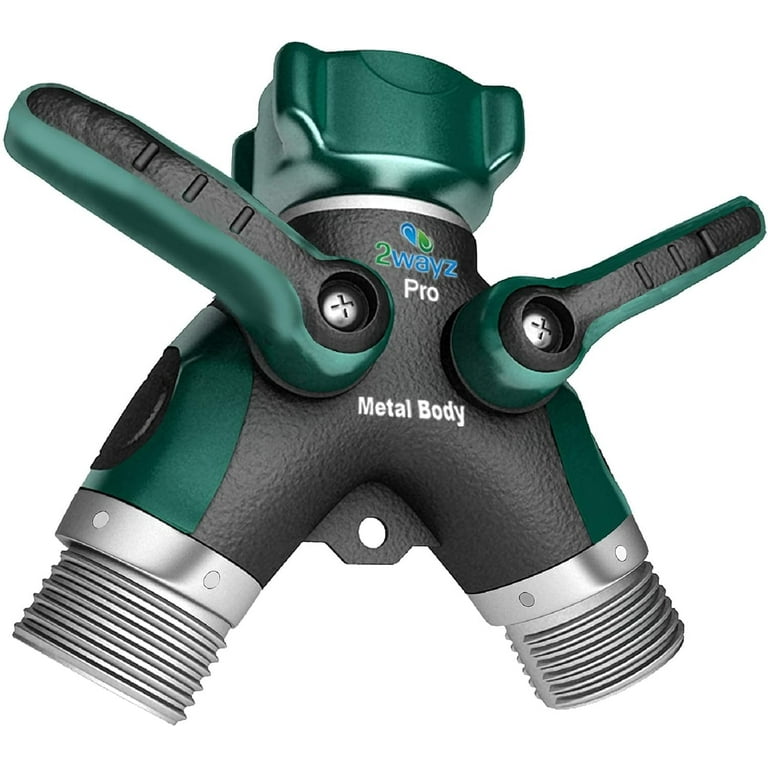 2 WAYZ Heavy-Duty Garden Hose Splitter - Metal Faucet Spigot