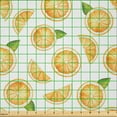 thumbnail image 2 of Ambesonne Green Orange Fabric by the Yard Microfiber, Slices of Oranges, 10 Yards, Pale Orange Fern Green, 2 of 2