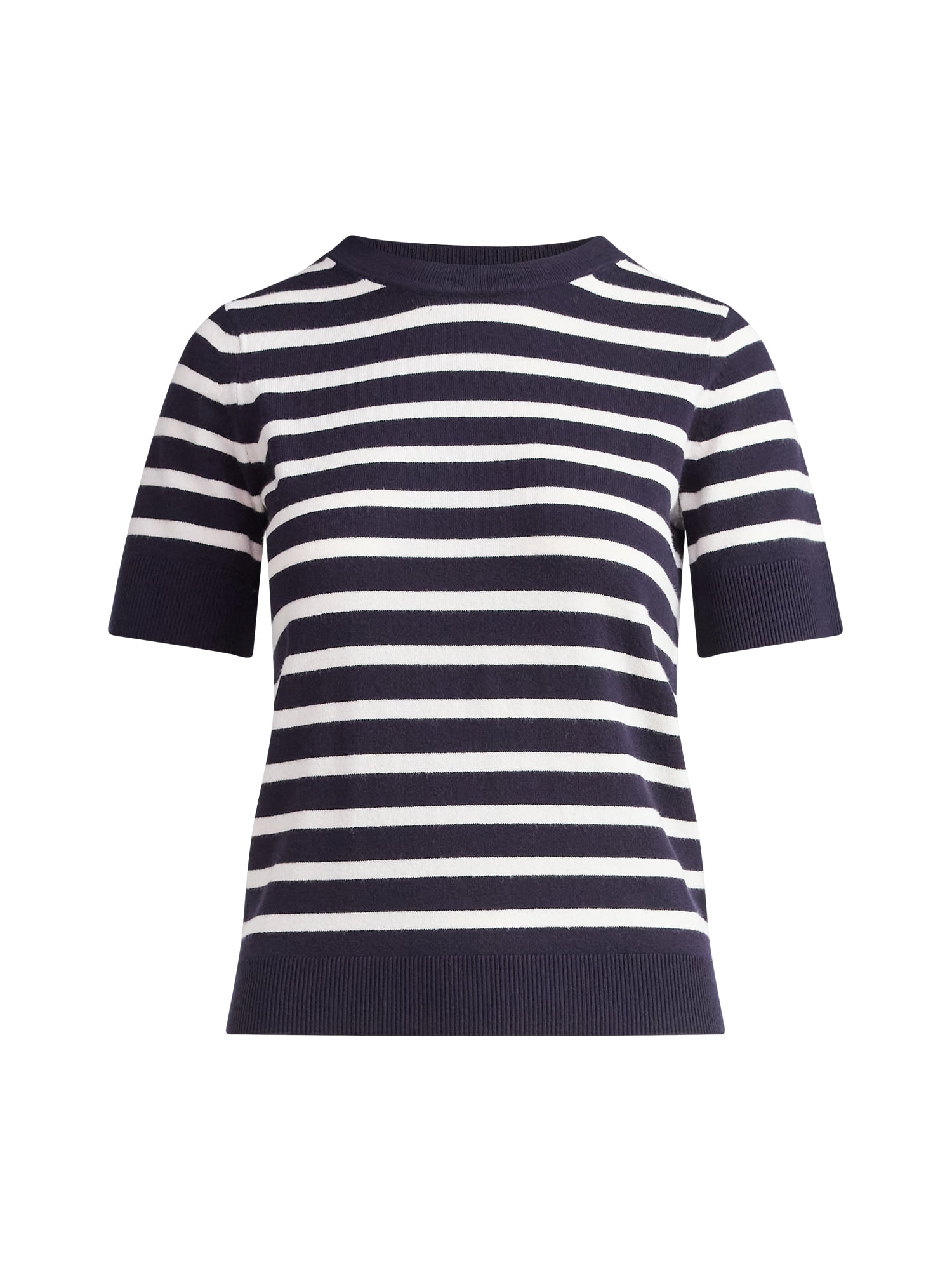 Free Assembly Women's and Women's Plus Cozy Yarn Shrunken Sweater Tee with Short Sleeves, Solid & Print, Lightweight, Sizes XS-4X