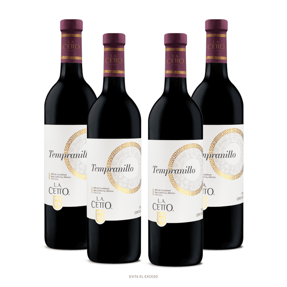 Vino Tinto Tempranillo L. A. Cetto 750ml Paquete de 4 Botellas