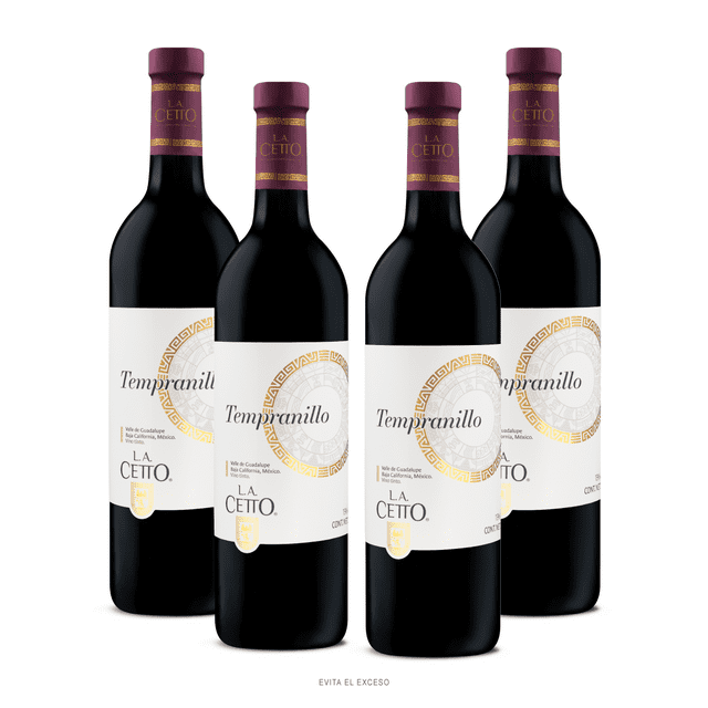 Vino Tinto Tempranillo L. A. Cetto 750ml Paquete de 4 Botellas