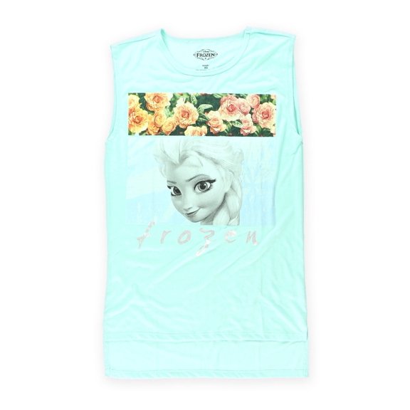 Disney Womens Elsa Roses Graphic T-Shirt, Green, Large