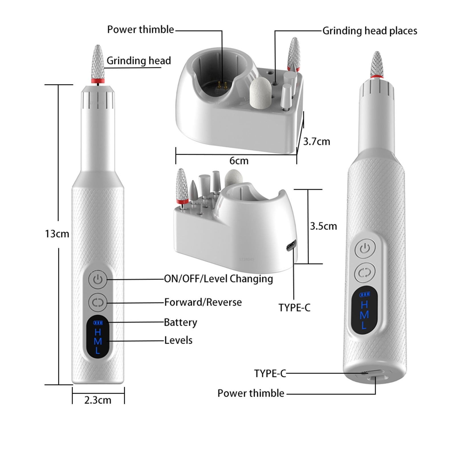 Wireless Nail Drill Machine, 18000 RPM Electric Manicure Machine, Portable Nail Lathe Milling Cutter For Manicure Pedicure Salon