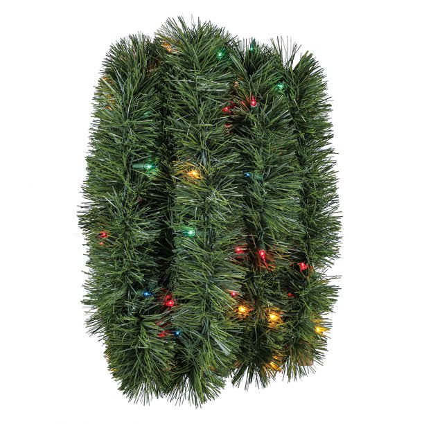 Holiday Time Pre-Lit Artificial Christmas Garland, Multicolor