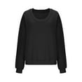 thumbnail image 6 of AGWOLF Oversized Sweatshirts for Women Trendy Scoop Neck Long Sleeve Sweater Tops Fall Solid Shirts Comfy Pullover, 6 of 7
