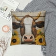 thumbnail image 2 of Shangniulu Lovely Cow Beautiful Yellow Sunflowers Pillowcases Vintage Farmhouse Art Design Pillow Case Decorative Throw Pillow Cover for Home Sofa Office 18x18inch, 2 of 5