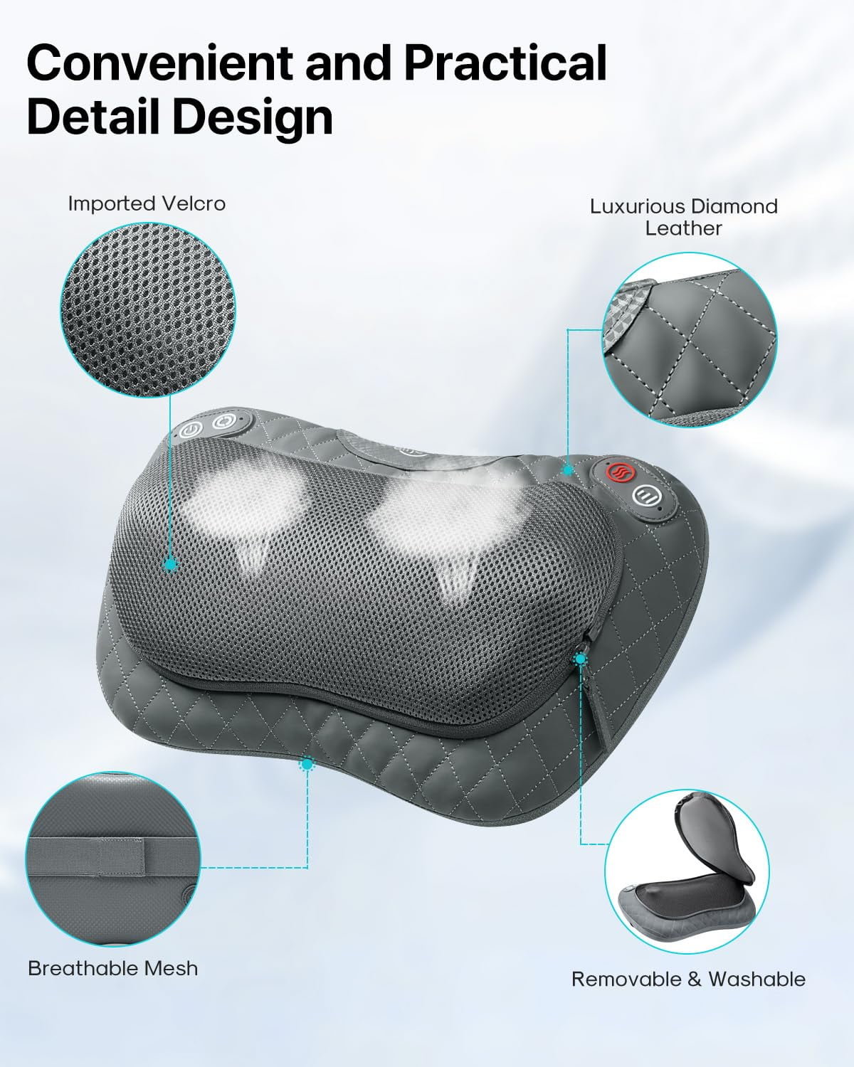 ALLJOY Back and Neck Massager Pillow with Soothing Heat 3D Deep
