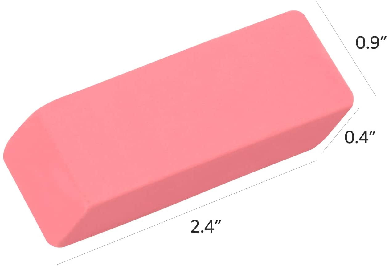 Rectangular Erasers for Office, Pink, Art Eraser for Drawing, Stationery Supplies, 24 Count