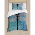 thumbnail image 3 of Ambesonne Dragonfly Grunge Vintage Old Backdrop and Dragonfly Bug Ombre Image Duvet Cover Set, 3 of 3