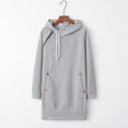 thumbnail image 6 of Busydd Womens Fall Dresses with Front Pocket Fashion Solid Color Hoodie Dress Casual Comfy Drawstring Long Sleeve Dress 2XL, 6 of 6