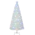 thumbnail image 1 of Gymax 6 FT Pre-lit Optical Fiber Christmas Tree White Xmas Tree w/ 36 Colorful LED Lights, 1 of 10