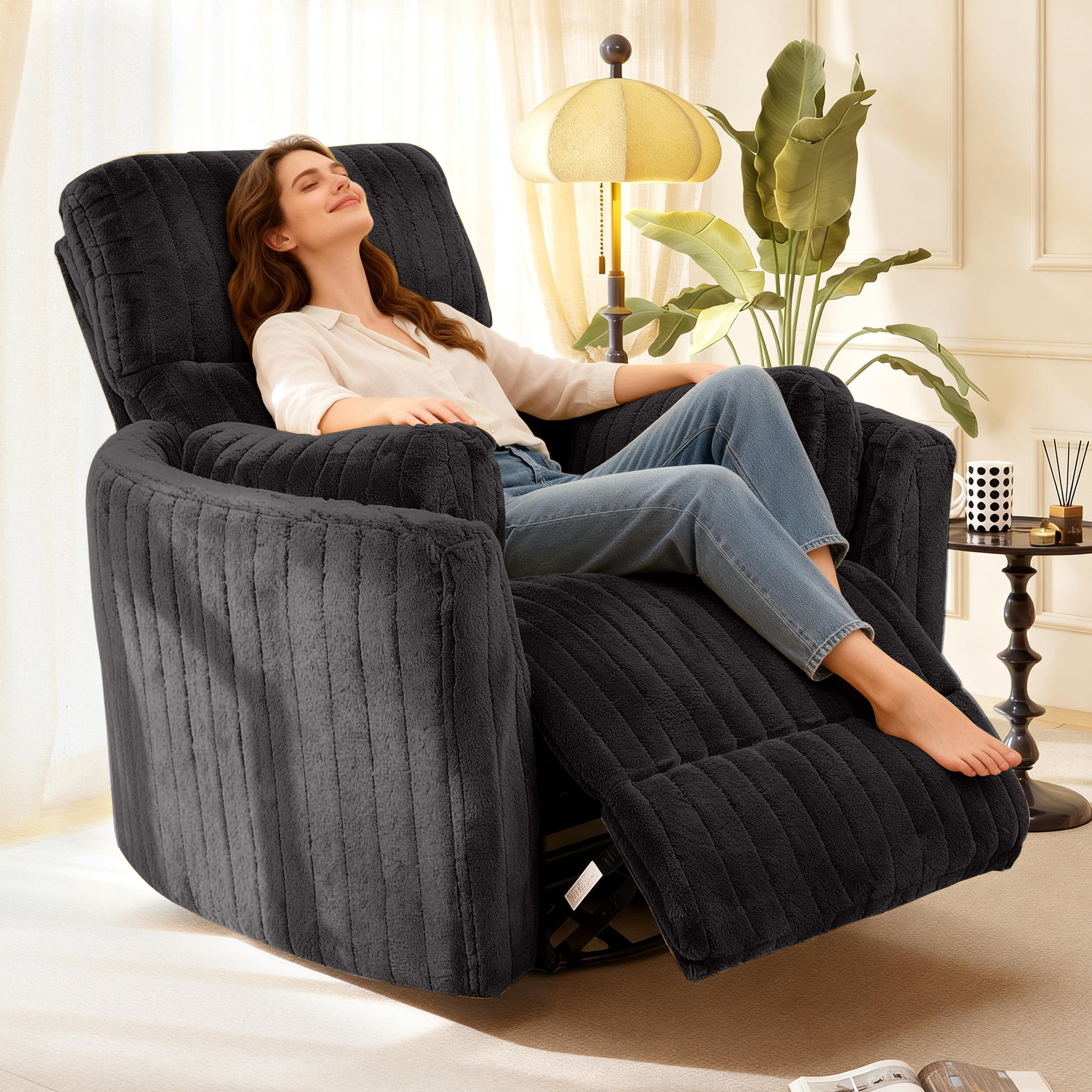 Aukfa Swivel Rocking Glider Power Recliner Chair with 24" Wide Seat & Type-C & USB Ports, Gray