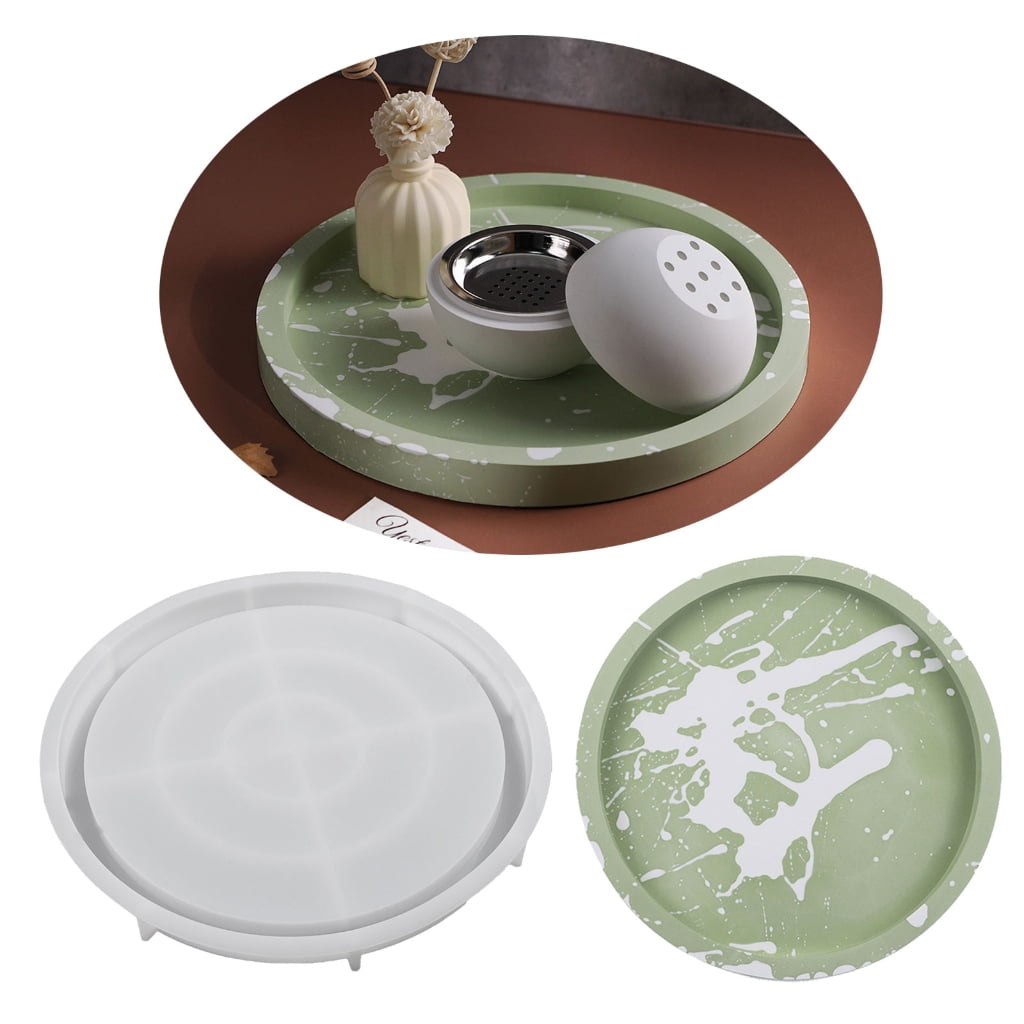 Geemin DIY Tray Resin Molds, Craft Jewelry Making Tools Round Plate Dish Casting Molds Epoxy Casting Silicone Tray Holder Mould