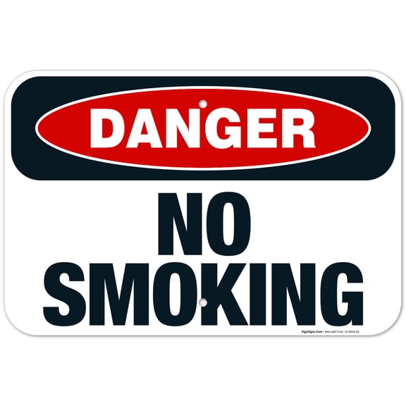 No Smoking Sign, OSHA Danger Sign, 12x18 Aluminum