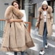 thumbnail image 4 of Chaqueta de mujer de algodón de longitud media a larga con cuello de piel grande y chaqueta de algodón afelpado, chaqueta de algodón con plumón, 4 of 6