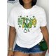 thumbnail image 1 of Camiseta informal de cuello redondo para mujer, con motivo del Día de San Patricio y agradecimiento a la enfermera, de manga corta, blanca, con estampado festivo de duende y trébol, de algodón ligero,, 1 of 8