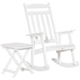 thumbnail image 1 of Outsunny Patio Wooden Rocking Chair with Table, Outdoor Rocker Set with High Back Armchair and Foldable Side Table for Backyard, Garden, Porch, White, 1 of 9
