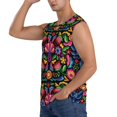 thumbnail image 3 of Balery Colorful Floral Embroidery Mexican Camisetas sin mangas para hombre, absorbe la humedad y protege contra el mal olor.-X-Large, 3 of 7