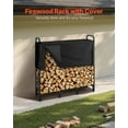 thumbnail image 2 of VEVOR Firewood Rack with Waterproof Cover, 4 ft Outdoor Firewood Holder, 1/4 Cord Storage Metal Log Holder,400lb Max Weight Capacity,Top Covered, PowderCoated Wood Storage Rack for Fireplace Deck, 2 of 9