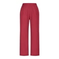 thumbnail image 4 of Lenpel Women's Casual Pants Elastic High Waisted Side Split Straight Leg Pull on Trousers Loose Summer Pants with Pockets, 4 of 6