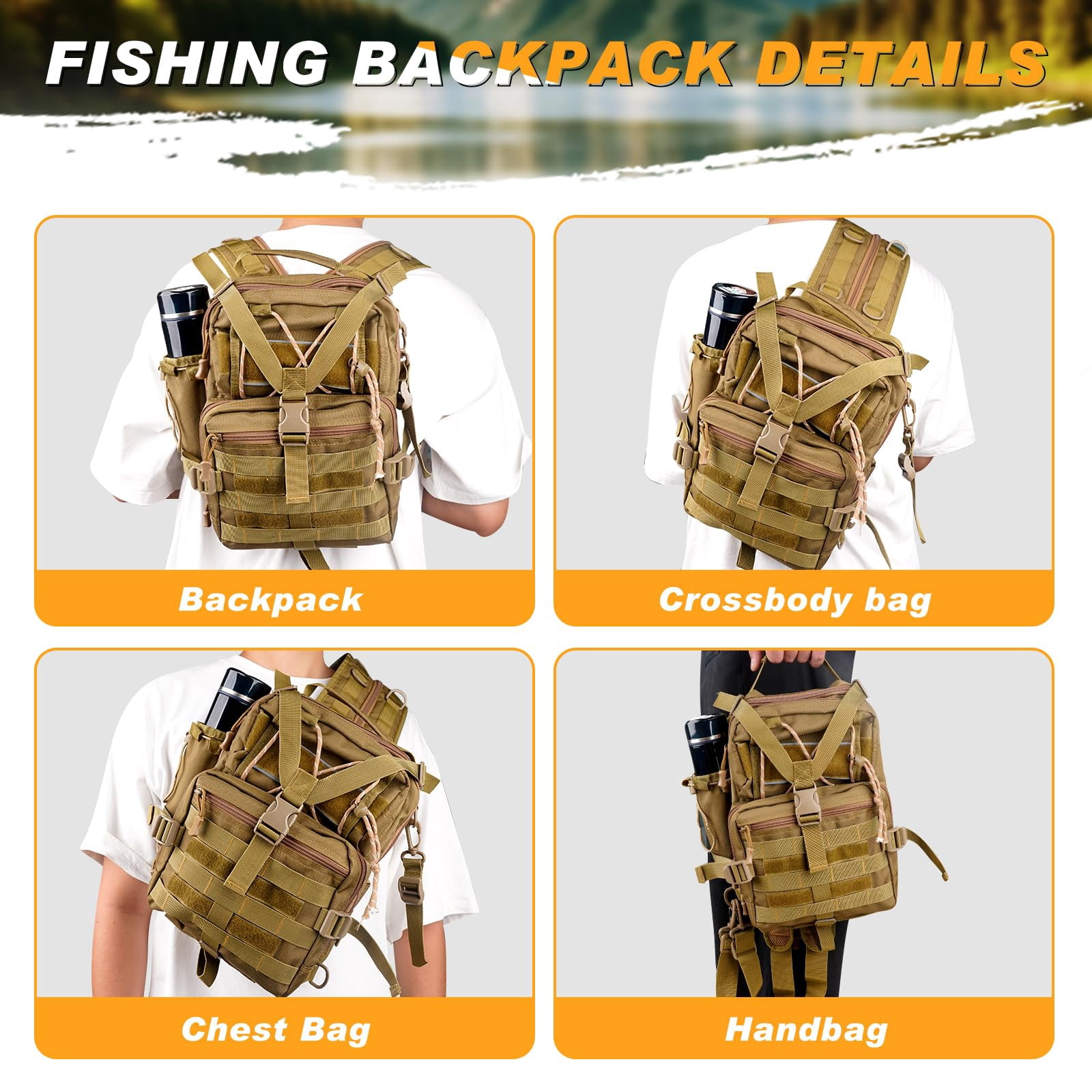 139pcs Tackle Box Backpack Fishing With Accessories Bag Tool Kit Fish Pliers Salt Water Set For Men Women Gifts (brown)