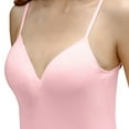 thumbnail image 3 of Plus Size Tank Tops for Women under $5 with Bra Pads Solid Color V Neck Thin Camisole without Steel Ring Integrated Chest Padded Camisole Pink L, 3 of 4