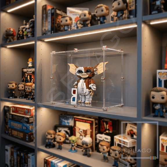 Display Case for LEGO® 21361 Gremlins™ Gizmo(Clear base)