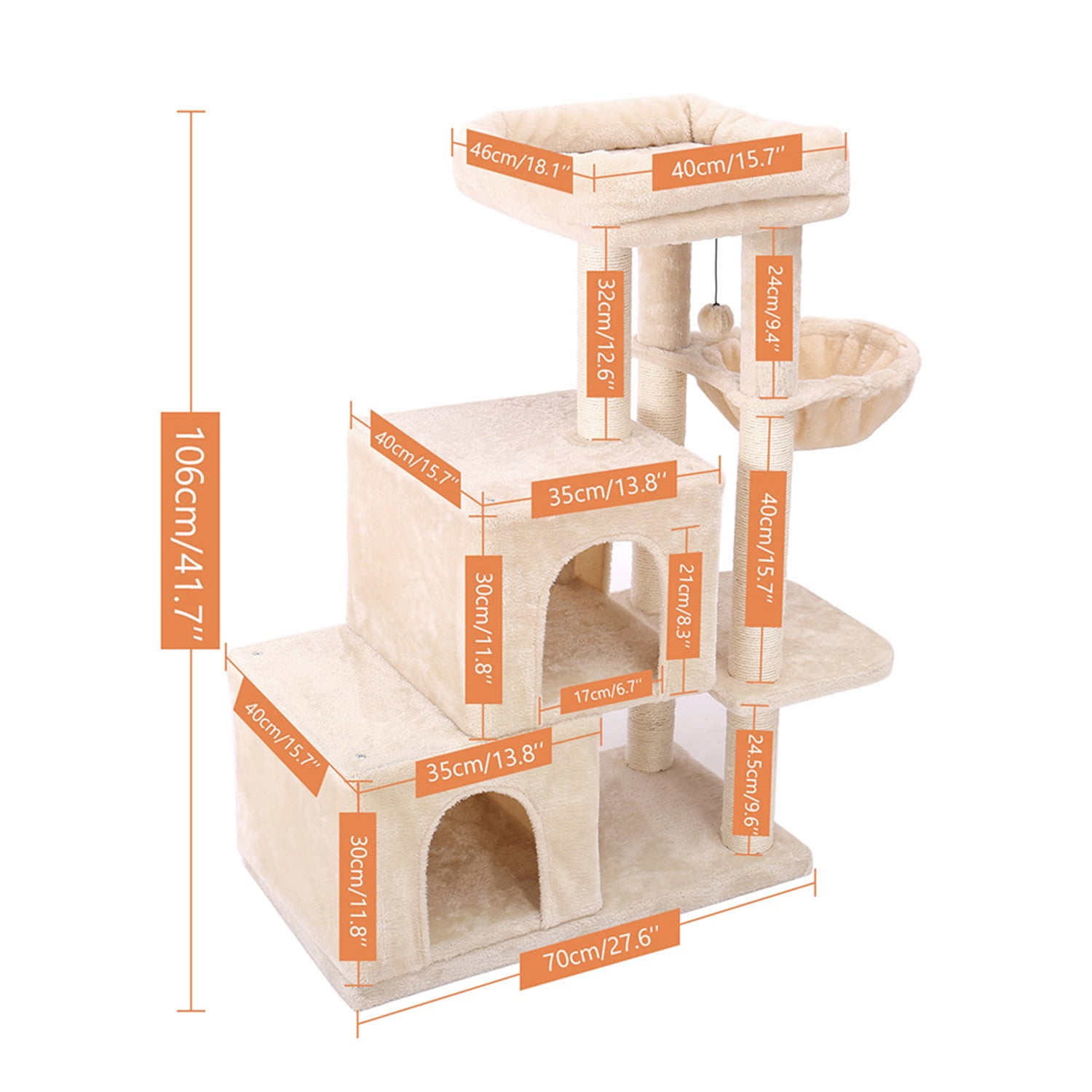 Pefilos 47" Cat Tree House for Indoor Cats, Cat Condo with Sisal Scratching Posts, Cat Tower with Pink Top Perch for Kittens, Pink Pefilos 47" Cat Tree House for Indoor Cats, Cat Condo with Sisal Scratching Posts, Cat Tower with Pink Top Perch for Kittens, Pink