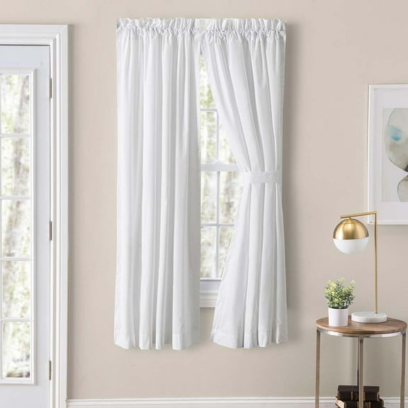 Ellis Classic Tailored Design in a Perma Press Fabric 3" Rod Pocket Tailored Pair with Ties 80"x45" White