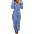 thumbnail image 1 of Women Fluffy Fleece Hooded All In Jumpsuit 1sie, 1 of 2