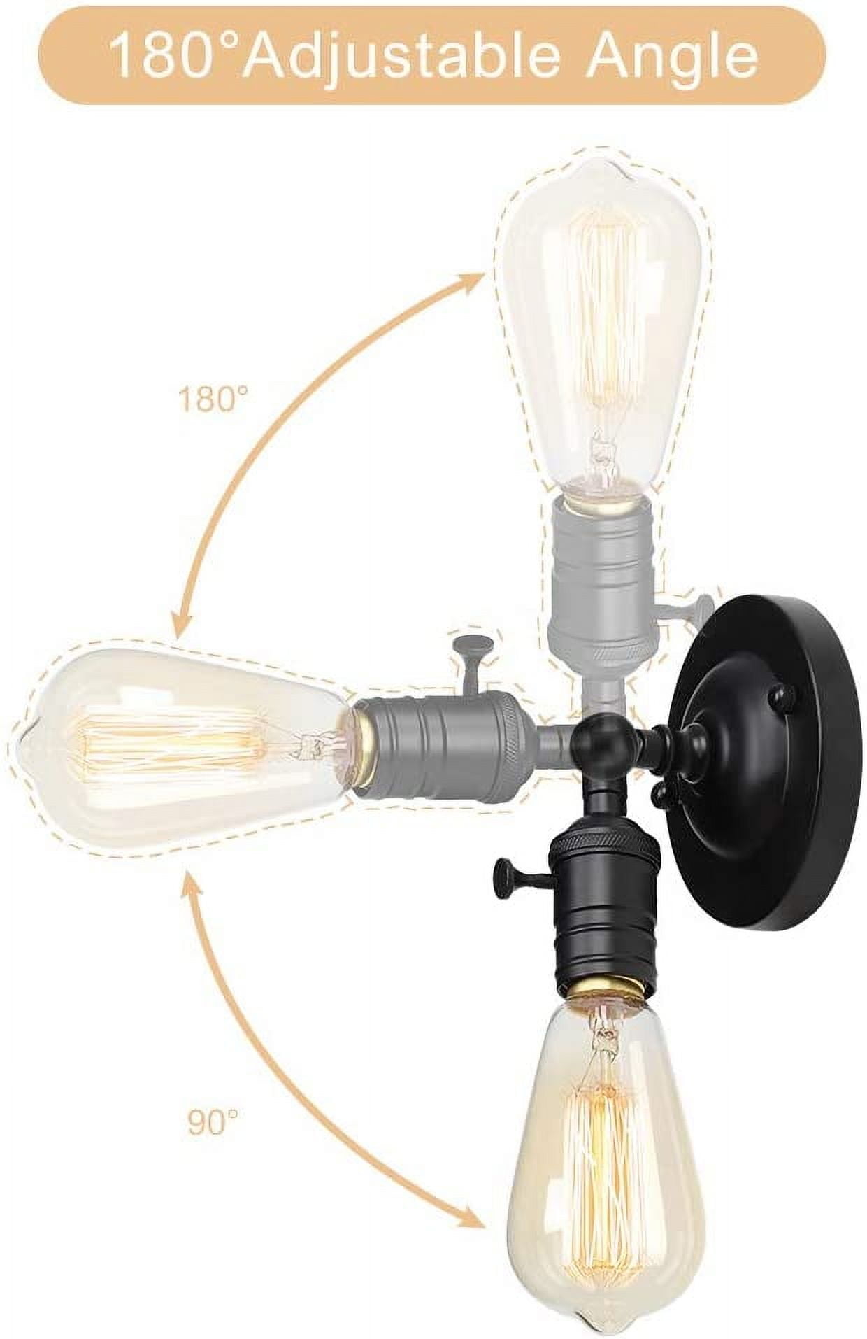 2 Pack Small Rustic Wall Sconce for Kitchen Bathroom by Oumilen, Black(Bulb Not Included)