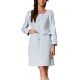 thumbnail image 1 of Vestido Tweed INSPIRE CHIC para mujer, de cuello cuadrado, manga larga, elegante, vestido de cóctel a cuadros M blanco y azul, 1 of 4