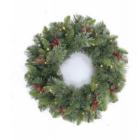 Celebrations 9096511 24 in. D LED Prelit Mixed Pine Wreath, Multi Color- Pack of 4