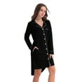 thumbnail image 2 of MintLimit Women Long Sleeve V-neck Solid Button Down High-Low Pockets Shirt Dress Sleepwear Lounge Pyjamas, 2 of 5