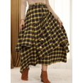 thumbnail image 5 of Yellow Tartan Skirt - High Waist Asymmetrical Tiered Hem With Fringe Detail Flowy Design, 5 of 6