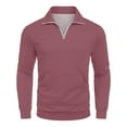 thumbnail image 5 of Homeyce Mens Quarter Zip Pullover Mock Neck Long Sleeve Sweatshirts with Pocket 1/4 Zip Pullover Sweater Casual Lightweight Polo Shirt,Pink M, 5 of 7