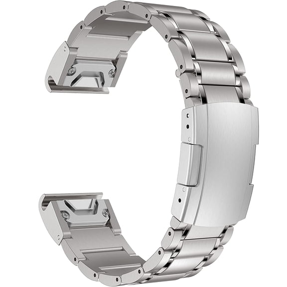 MaKTech Titanium Band for Garmin,26mm Five-Piece Metal Bracelet Strap with Quick Release Connector,Tortoise Buckle,for Garmin Fenix 8 51mm/Epix Pro 51mm/7X/6X,Instinct 2X Smartwatch (Silver)