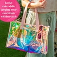 thumbnail image 5 of Paris Hilton Clear Iridescent Tote Bag with Magnetic Snap Closure & Interior Pocket, 15 in x 10 in x 5 in, 5 of 9