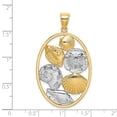 thumbnail image 3 of Diamond2Deal 14K Yellow Gold Shell Cluster In Oval Frame Pendant for Women (L- 1.78 in, W- 1.12 in), 3 of 4